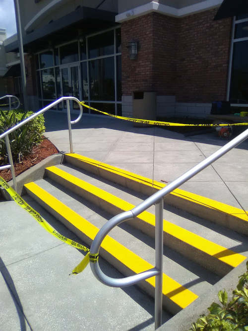 Stairs in a shopping mail that have been repaired